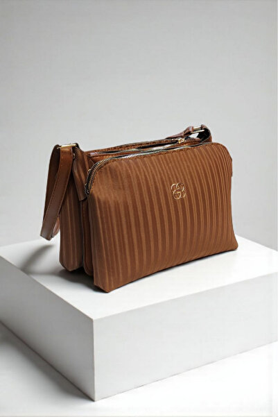 PAPATAY Three-Compartment Multi-Use Adjustable Crossbody Strap Brown Women's Bag