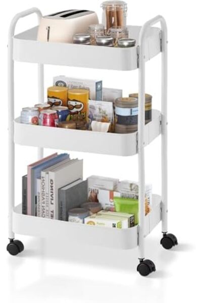 SKY TOUCH SKY-TOUCH 3-Tier Kitchen Storage Trolley on Wheels Rolling Utility ...