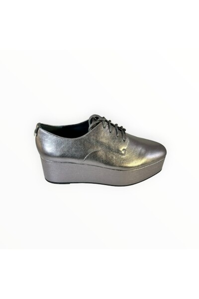 Calvin Klein Derby Flatform Leather Shoes Gunmetal Size 39 EU