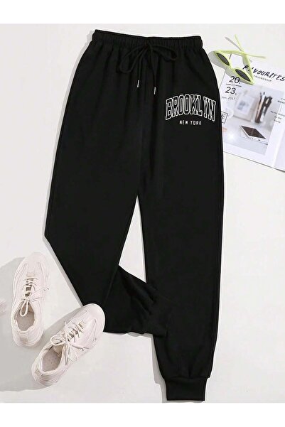 Velostra بنطلون رياضي شتوي مريح للجنسين مطبوع عليه بروكلين مصنوع من القطن بثل...