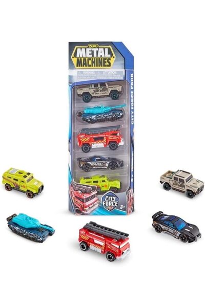 Metal machines Metal Die-Cast City Force Vehicle Pack – 5-Piece Emergency & Rescue Car Set for Kids (Ages 3+)