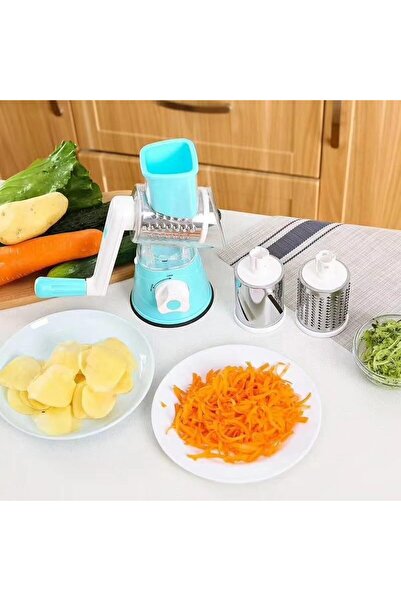 Generic Hand Crank Rotary Vegetable Cutter | Multi-Functional Slicer & Chopper with 3 Blades