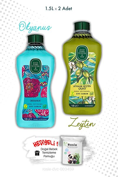 Eyüp Sabri Tuncer Ayvalık Olive Flower and Ocean Liquid Soap 1.5L and Rosie