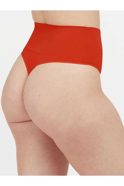 MİSTİRİK Montela Model Waist Shaper Seamless String Slip Corset Red Color