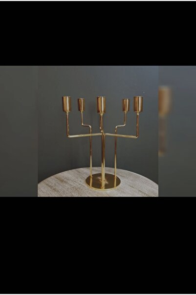 zepce design Altılı Metal Gold Şamdan