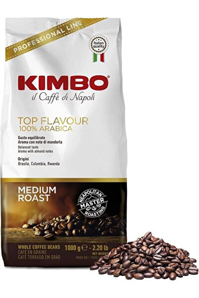 Kimbo حبوب قهوة أرابيكا ١٠٠٪ متوسطة التحميص من كيمبو، ١ كجم - إيطالي، كيس