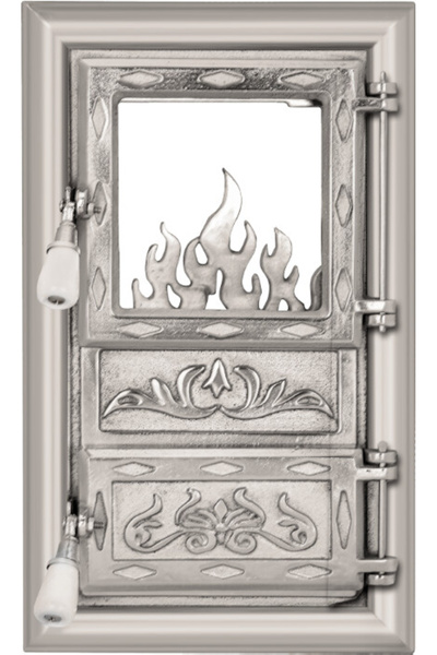 Evotools Monobloc Stove Door with Nickel Plated Glass - Door height 525 mm Do...