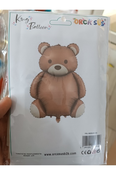 ATAKENT PARTİ Retro Bear Foil Balloon with Bow Caramel Birthday Set Party Celebration Entertainment