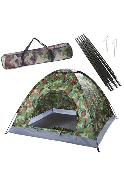 KESNUP Cort de camping pentru 2/3 persoane, 200 x 200 x 135 cm, Camuflaj