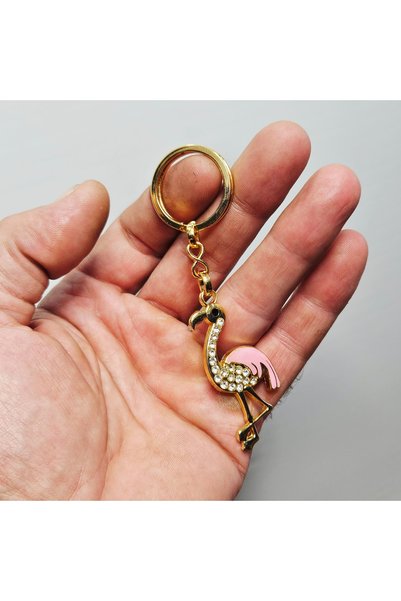ÜNSA Anahtar Keychain Bag Accessory Shiny Stone Keychain Flamingo