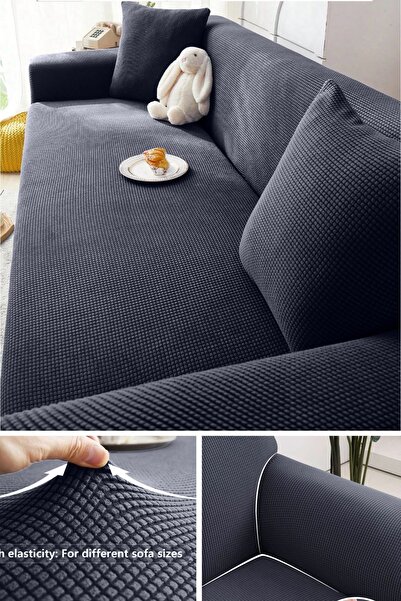AKBU Lycra Stretch Elastic Flexible Washable Square Pattern Three-Person Denim Cover Seat Cover