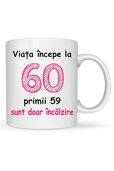 T&M Personalizare Cană personalizată „Viața începe la 60 de ani, primii 59 se...