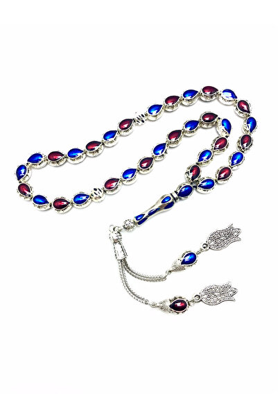 KANUNİ TESBİH Rozariu cu design special, albastru burgundă, rozariu din metal...