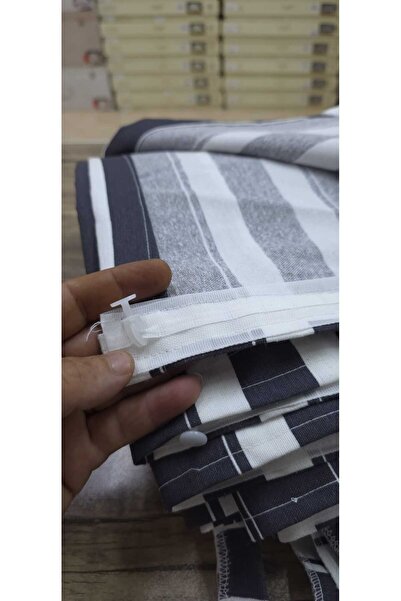 DEVRİM OLİVYA TEKSTİL Lüks 1.Sınıf Kornişli Gri Beyaz Balkon Perdesi En X Yükseklik Ölçülerle