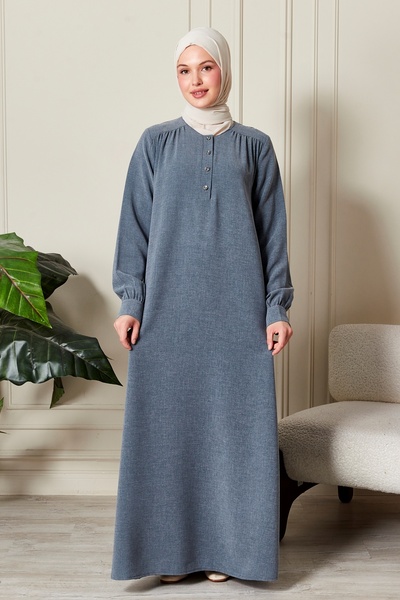 fistan Πουκάμισο Roba με κουμπιά μπροστά, φαρδύ φόρεμα από κρεπ, χιτζάμπ, φόρεμα για τη μητέρα, φόρεμα προσευχής