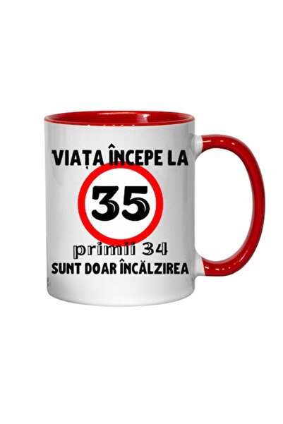 T&M Personalizare Cană personalizată - Viața începe la 35 de ani, interior ro...