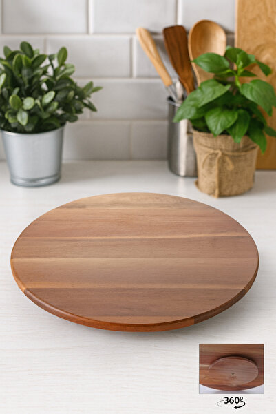 Çavdar Group Acacia 36 cm Rotating Pizza Board Cheese Breakfast Serving Presentation Plate
