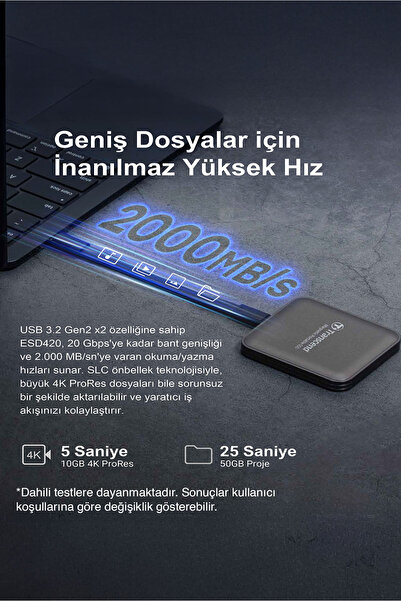 Transcend USB,Type C, 20Gbps, 2000MB/s Magsafe Taşınabilir Harici SSD