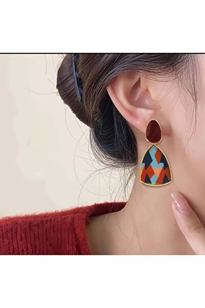 Tudivanyu Aksesuar Patterned Fabric Detail Earrings