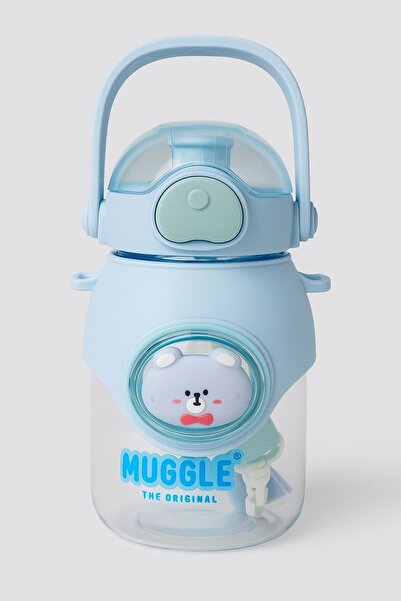 MUGGLE 820 ml Blue Ear Children's Water Bottle – with Leak-Proof Lid and Carr...