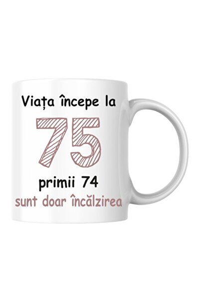 T&M Personalizare Cană personalizată - Viața începe la 75 de ani, v2, Alb, 33...