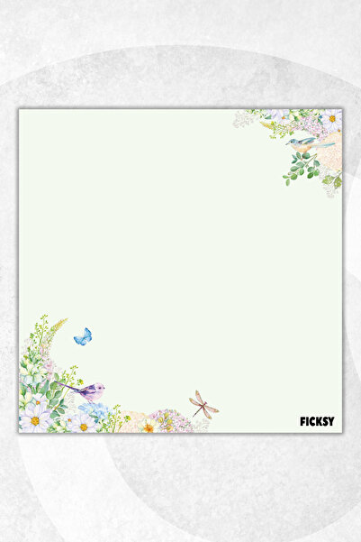 Ficksy مفكرة زهور - مقاس 9*9 سم - 50 ورقة - مفكرة - مذكرة - ورق ملاحظات - قائمة المهام - دفتر ملاحظات