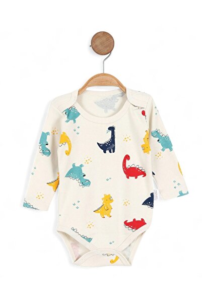 Egelite Boy's 0-3 Years Old Long Sleeve Dinosaur Printed Snap-On Bodysuit / Undershirt / Zibın Bd7