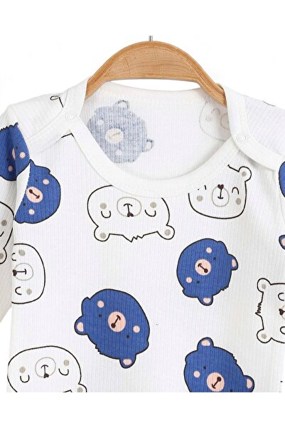 Egelite Bear Printed Long Sleeve Baby Snap-On Bodysuit, Bodysuit, Undershirt 0-3 Years Old