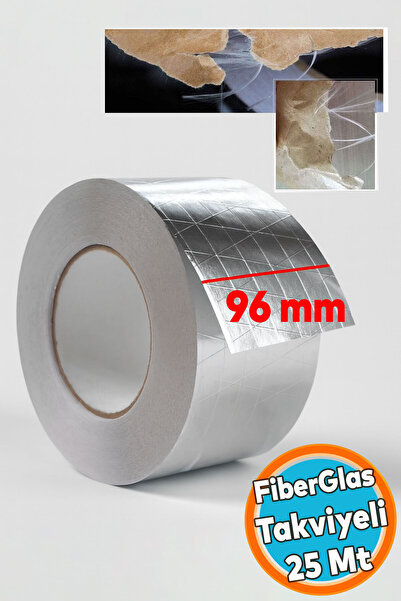 NZB Fiberglas Lif Takviyeli Yapışkanlı Alüminyum Folyo Bant 96 mm x 25 Metre ...
