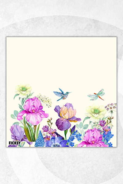 Ficksy مفكرة زهور - مقاس 9*9 سم - 50 ورقة - مفكرة - مذكرة - ورق ملاحظات - قائمة المهام - دفتر ملاحظات
