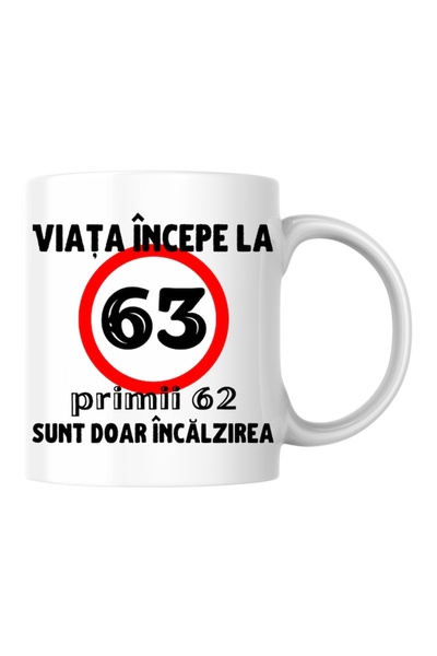 T&M Personalizare Personalized Mug - Life Begins at 63, White, 330 ml