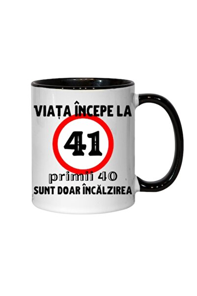 T&M Personalizare Cană personalizată - Viața începe la 41 de ani, interior ne...