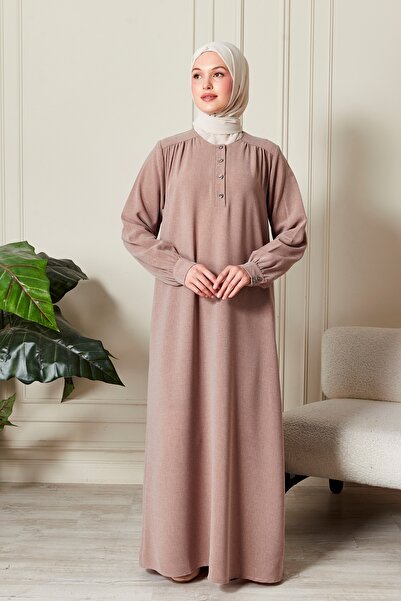fistan Shirt Roba Front Buttoned Loose Sand Crepe Dress Hijab Dress Mother's Dress Prayer Dress
