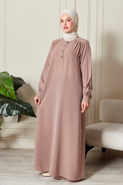 fistan Shirt Roba Front Buttoned Loose Sand Crepe Dress Hijab Dress Mother's Dress Prayer Dress