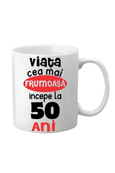 T&M Personalizare Cană personalizată - 50 de ani, Cea mai frumoasă viață înce...