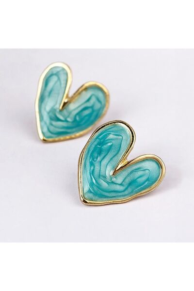 Tudivanyu Aksesuar Turquoise Heart Earrings