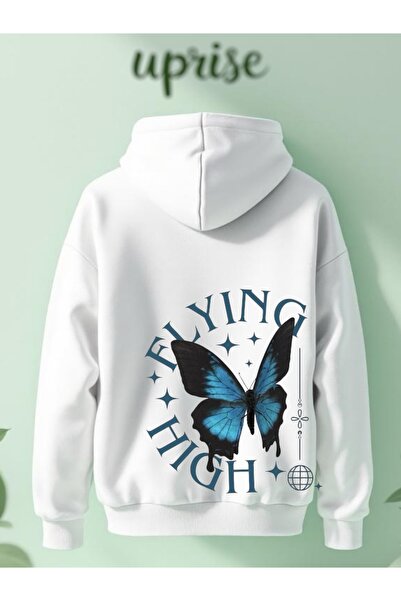 Vordevia Hanorac Flying High Butterfly cu imprimeu din bumbac cu supradimensi...