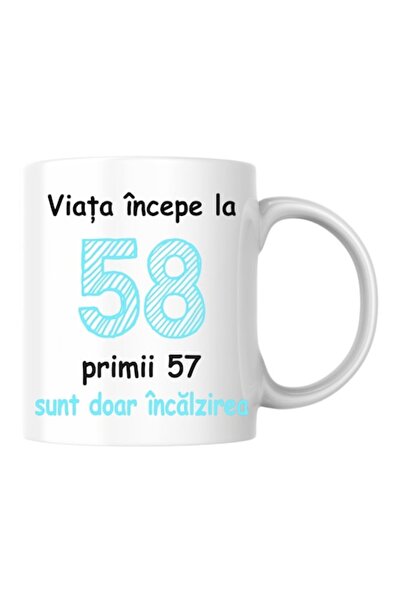 T&M Personalizare Cană personalizată - Viața începe la 58 de ani, v2, Alb, 33...
