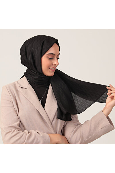 ipekistanbul Yün İpek Şal - Dağ Desen - Siyah