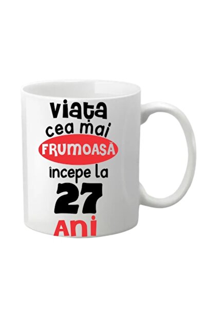 T&M Personalizare Cană personalizată - 27 de ani, viața începe la maximum, al...