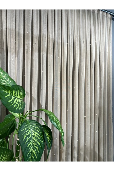 Lena Maison Cappy 1/3 Sık Pileli İncili Kırışmaz Ütü İstemez Ağır Gramajlı Tü...