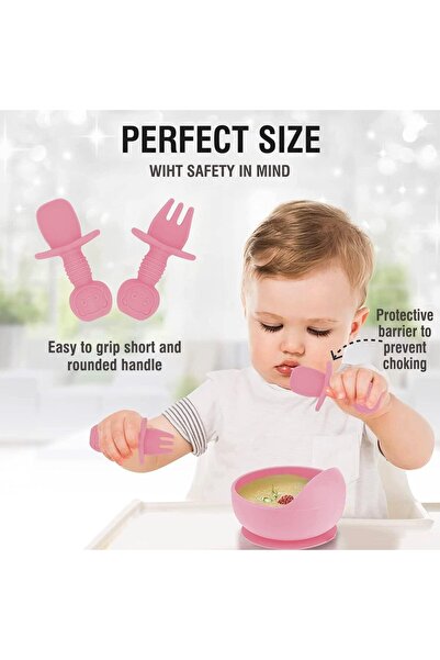 SKY TOUCH SKY-TOUCH 8 Pcs Silicone Baby Feeding Set, Baby Led Weaning Supplies with Suction Bowl Divided Plate
