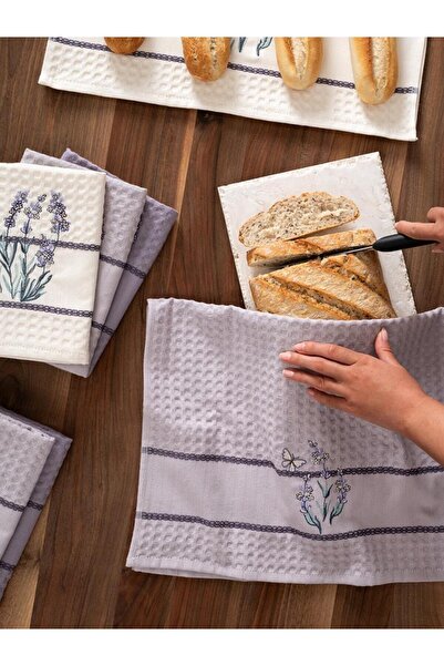 Karna Home Πετσέτες Κουζίνας 7τμχ Βαμβακερές Τορσόν Λεβάντα 45x65 εκ.