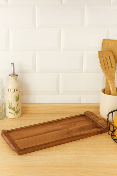 Çavdar Group Akasya Lüx 47x17 cm Dikdörtgen Kulplu Sunum Tabağı Kahvaltı Tabağı Sunumluk Servis Tabağı