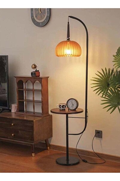 Kutis 1-Piece Coffee Table With Lamp Sofa Table Bedroom Side Table Brown/Black 29x155 Centimeter