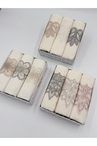 AYHANHOME 3 Pack Boxed Guipure Embroidered Dowry Gift 30X50 Kitchen Towel Set