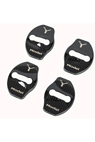 TESLA Model 3 / Model Y Kapı Kilit Kapakları Dekoratif Şık Karbon Fiber Desen...