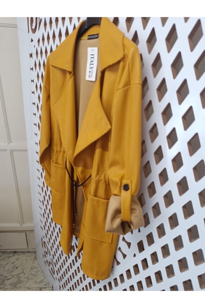 vela İtalyan Deri Görünümlü Trençkot