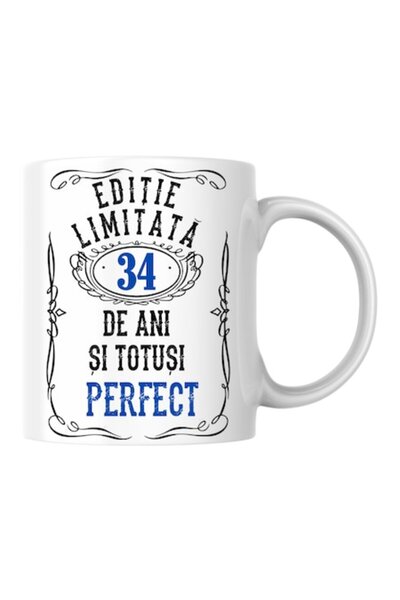 T&M Personalizare Cană personalizată - Ediție limitată 34 de ani și perfectă, albă, 330 ml
