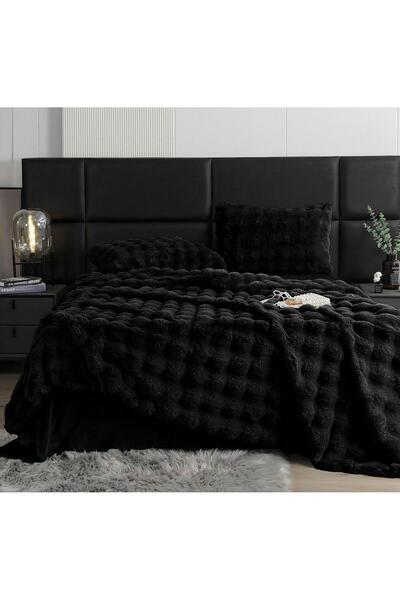 FIONNA.RO Fluffy Faux Fur Rabbit Bedding - Rabbit Luxury Edition - Black